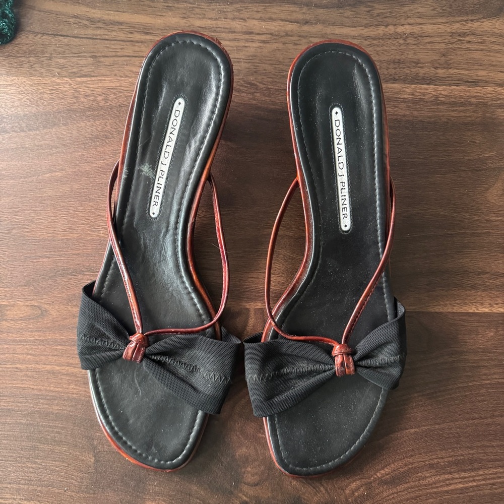 Donald J. Pliner Black and Brown Heeled Sandals